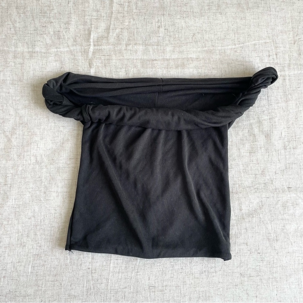 Cotton Black off shoulder twisted Top